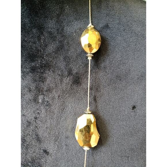 Women Gold Clear Faceted Bead Necklace Long Strand Lobster Clasp Elegant - Picture 4 of 6